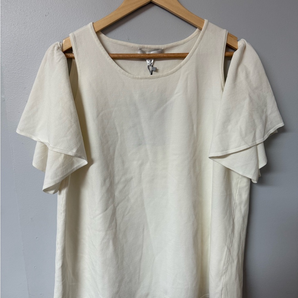 Milly Cream Flutter Sleeve Ruffled Blouse
